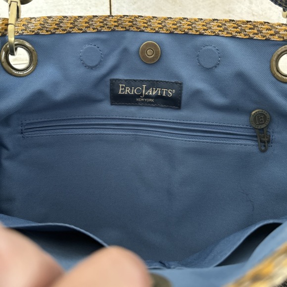 Eric Javits Multicolored Striped Woven Squishee Shoulder Bag Tote Purse - Picture 7 of 11